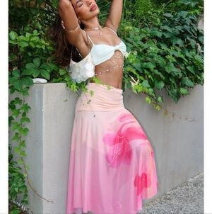 NWT White Fox Mediterranean Mirage Midi Skirt Botanic Mirage